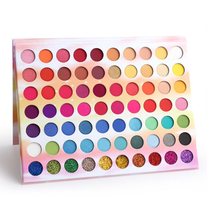 Colorful Waterproof Eyeshadow Palette with Glitter & Matte Finishes - 70 Shades