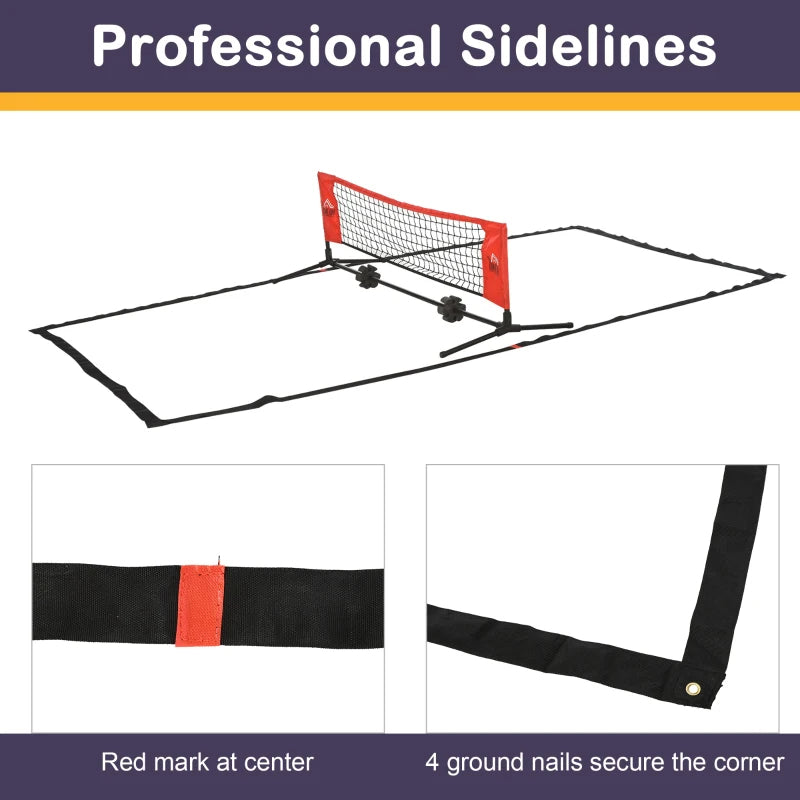 10ft Portable Soccer Tennis Net with Sideline & Storage Bag - Red