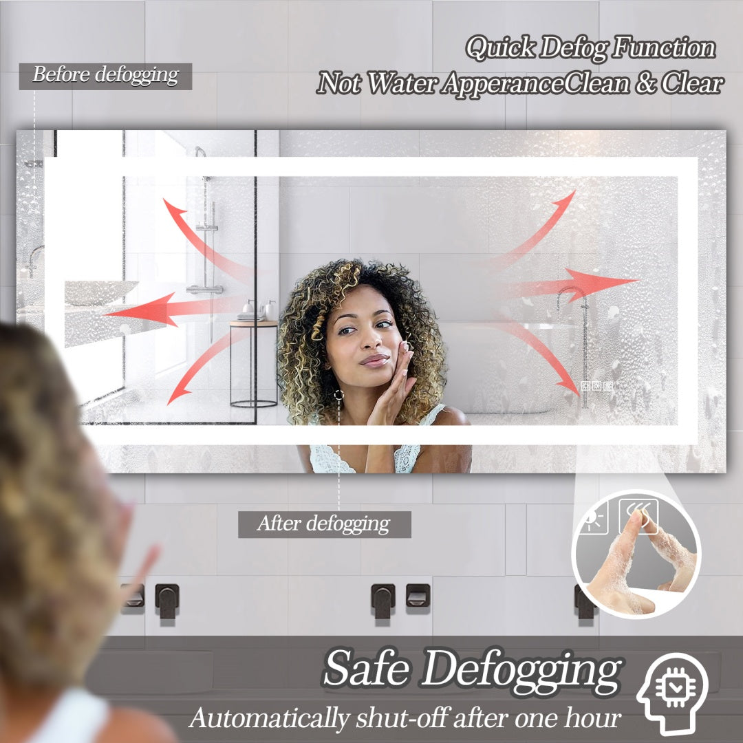 72x36 LED Bathroom Mirror - Anti-Fog & Touch Sensor Lighted