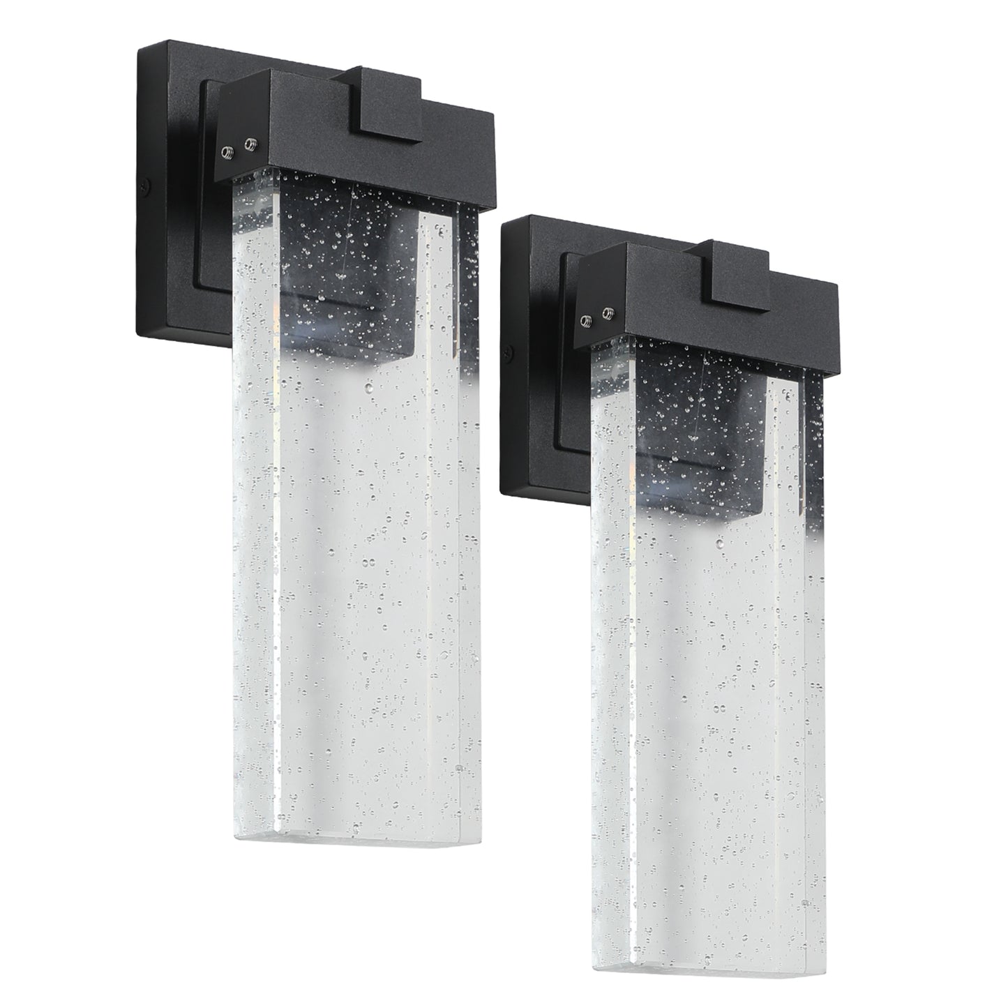 Outdoor Wall Light Fixture - 2-Pack Weatherproof LED Sconce with Light Sensor