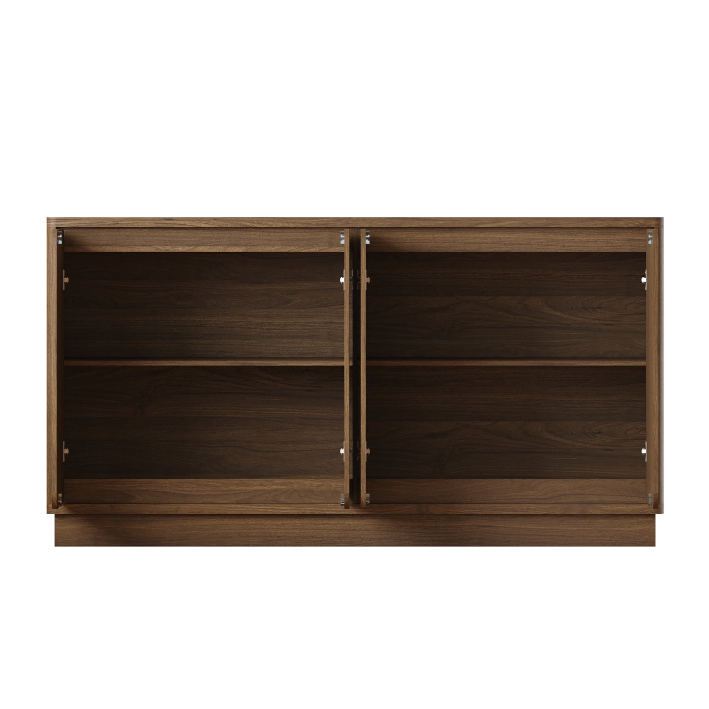 59.1" Walnut 4-Door Sideboard Buffet Cabinet with Adjustable Shelves