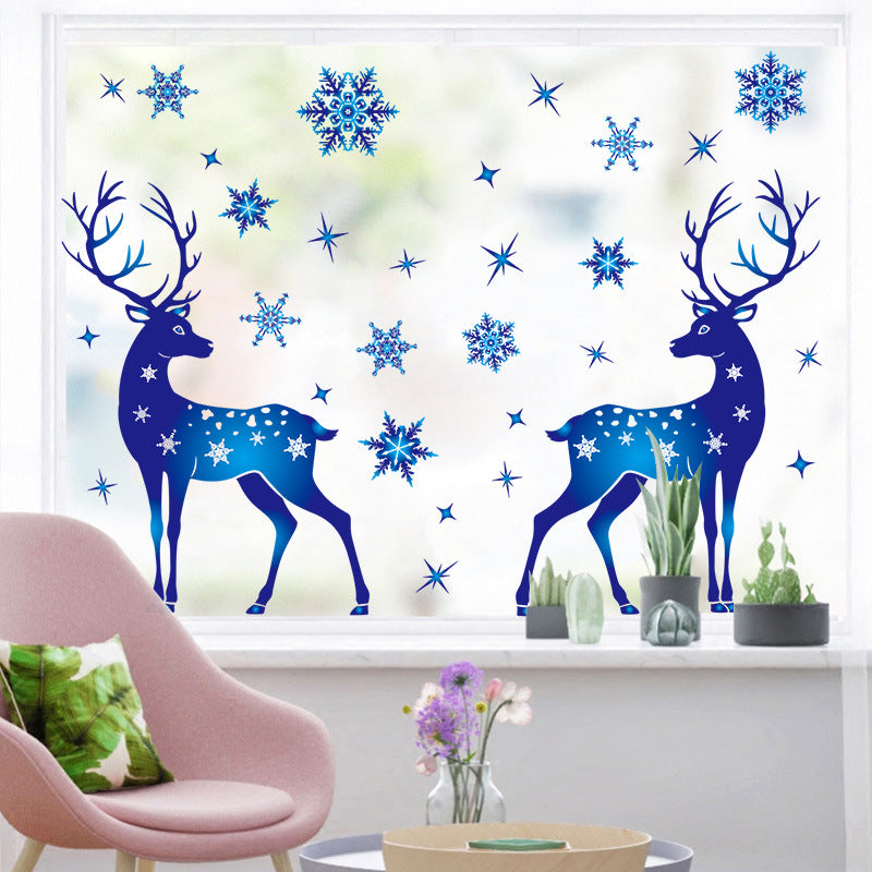 Christmas Elk Snowflake Wall Stickers for Windows & Walls - Festive Home Decor
