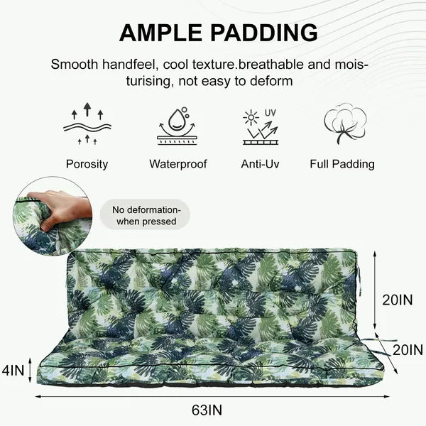 Outdoor Swing Cushions 55 Inch, Waterproof 4" Thick Porch Cushion