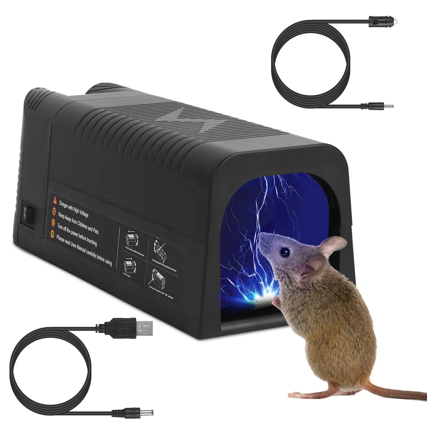 Electric Rat Trap - Rechargeable Rodent Zapper with 1800V Shock