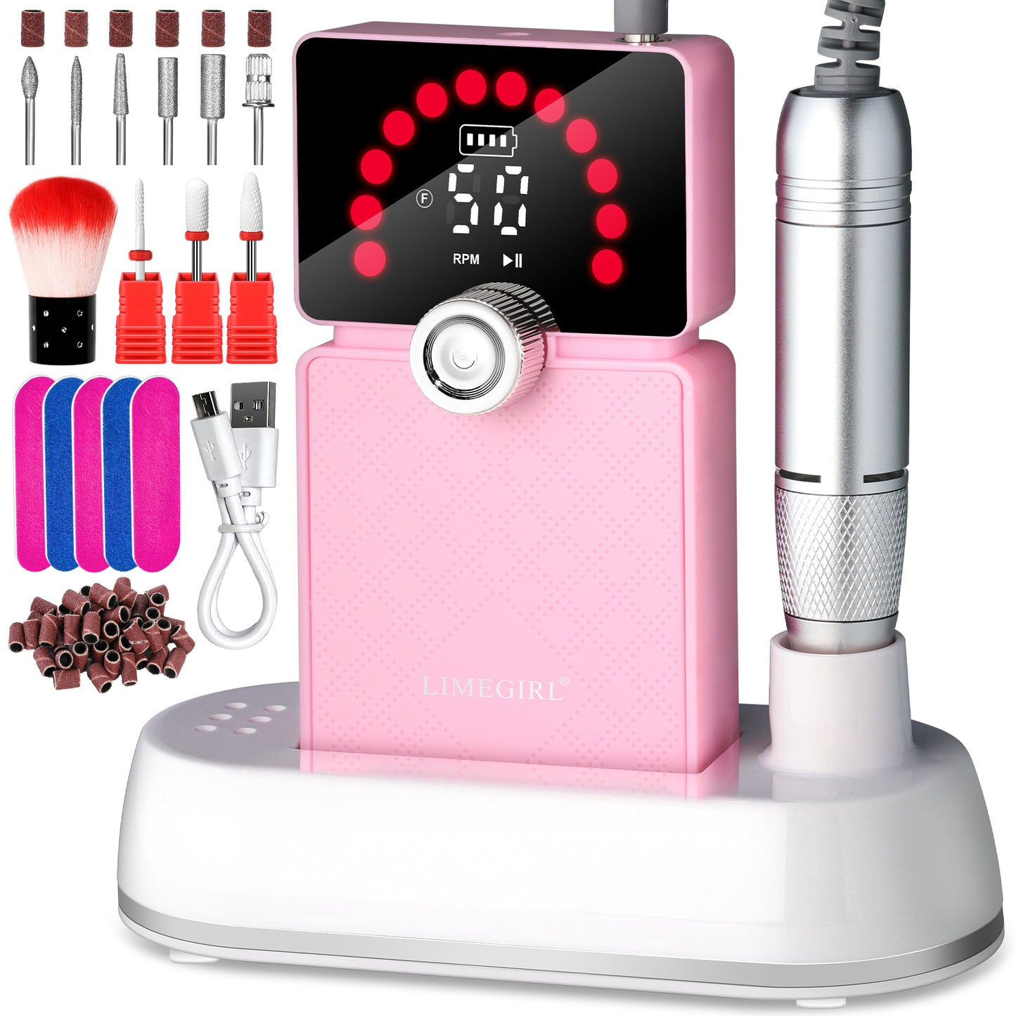 Professional Portable Electric Nail Drill - 50,000 RPM Rechargeable E-File