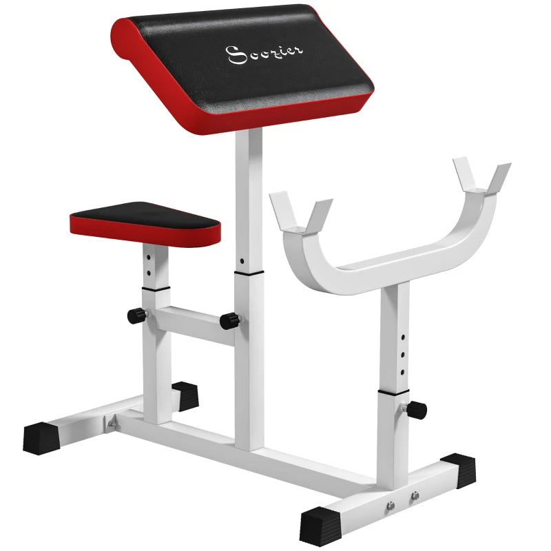 Adjustable Preacher Curl Bench for Bicep Training - White