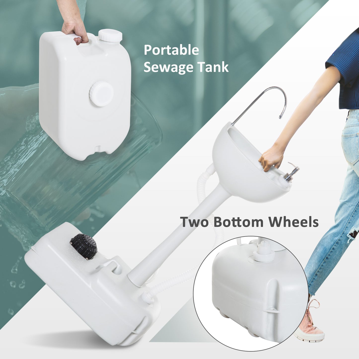 Portable Handwashing Sink with 4.5 Gallon Tank & Wheels