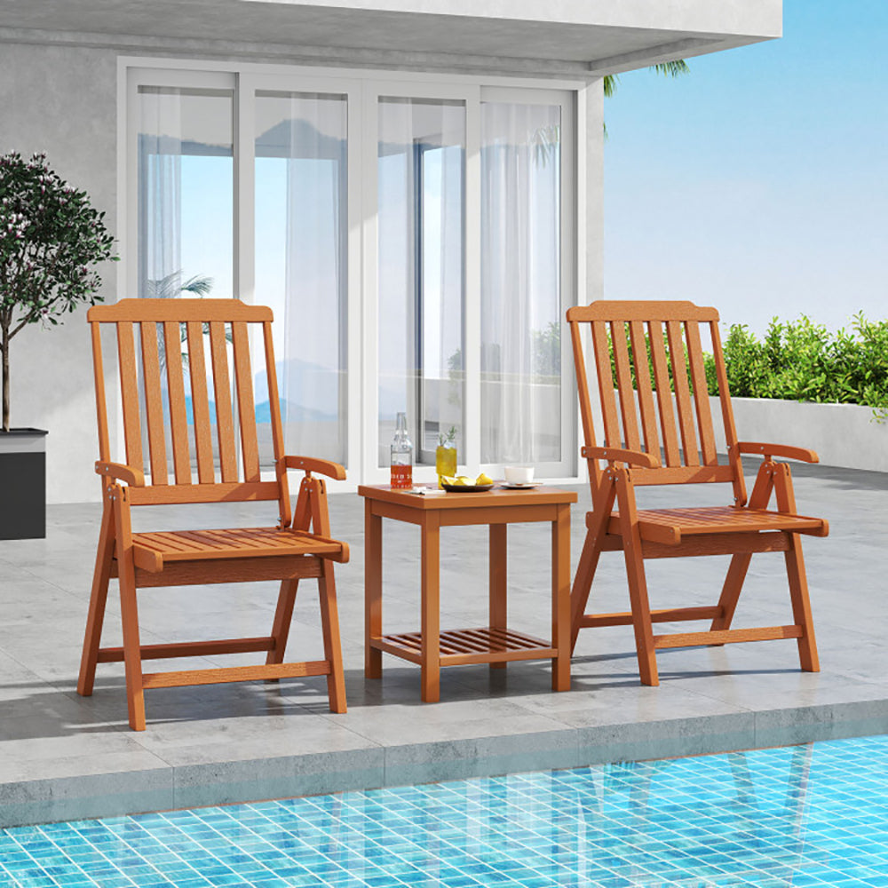 Foldable Patio Chair All-Weather HDPE Outdoor Dining With Armrest For