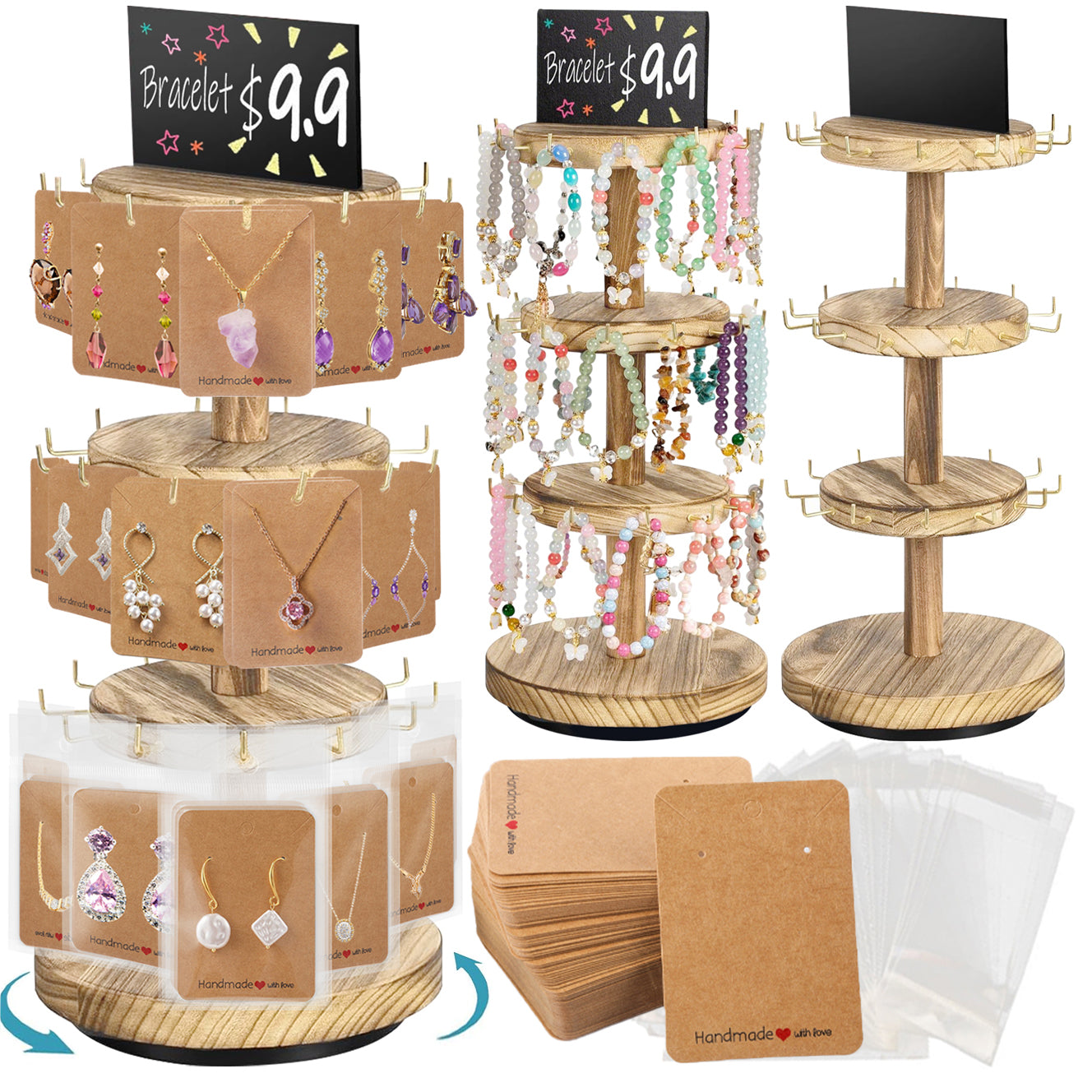 360 Rotating Earring Display Stands With 50 Holder Cards