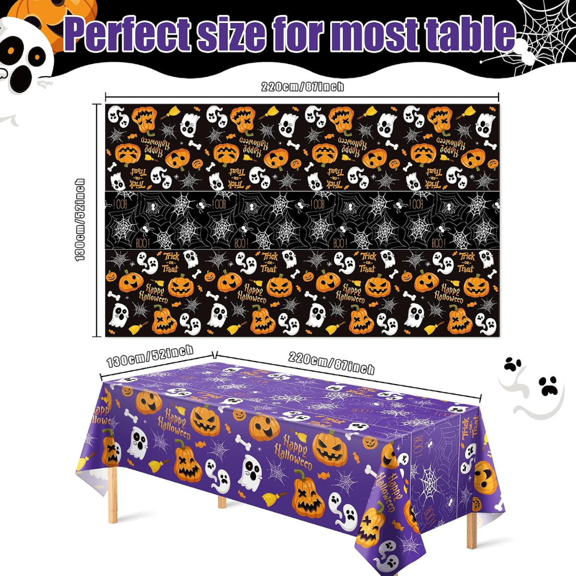 Disposable Halloween Plastic Tablecloth Set - 2 Pack