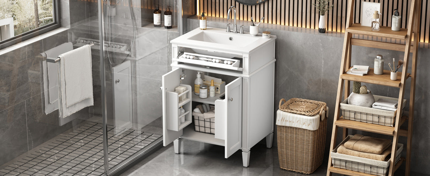 24" Bathroom Vanity with Sink, Soft-Close Doors & Storage