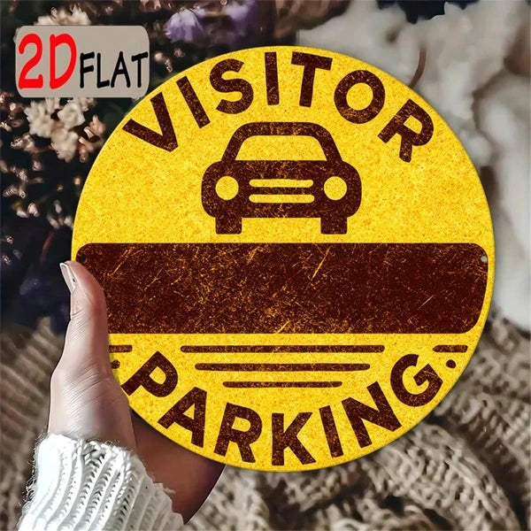 Visitor Parking Sign - 7.87 Inch Round Aluminum Outdoor Sign