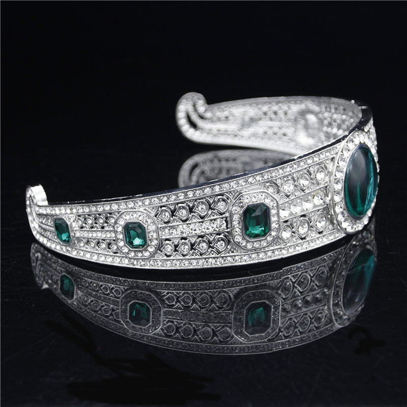 Baroque Crown Tiara - Green