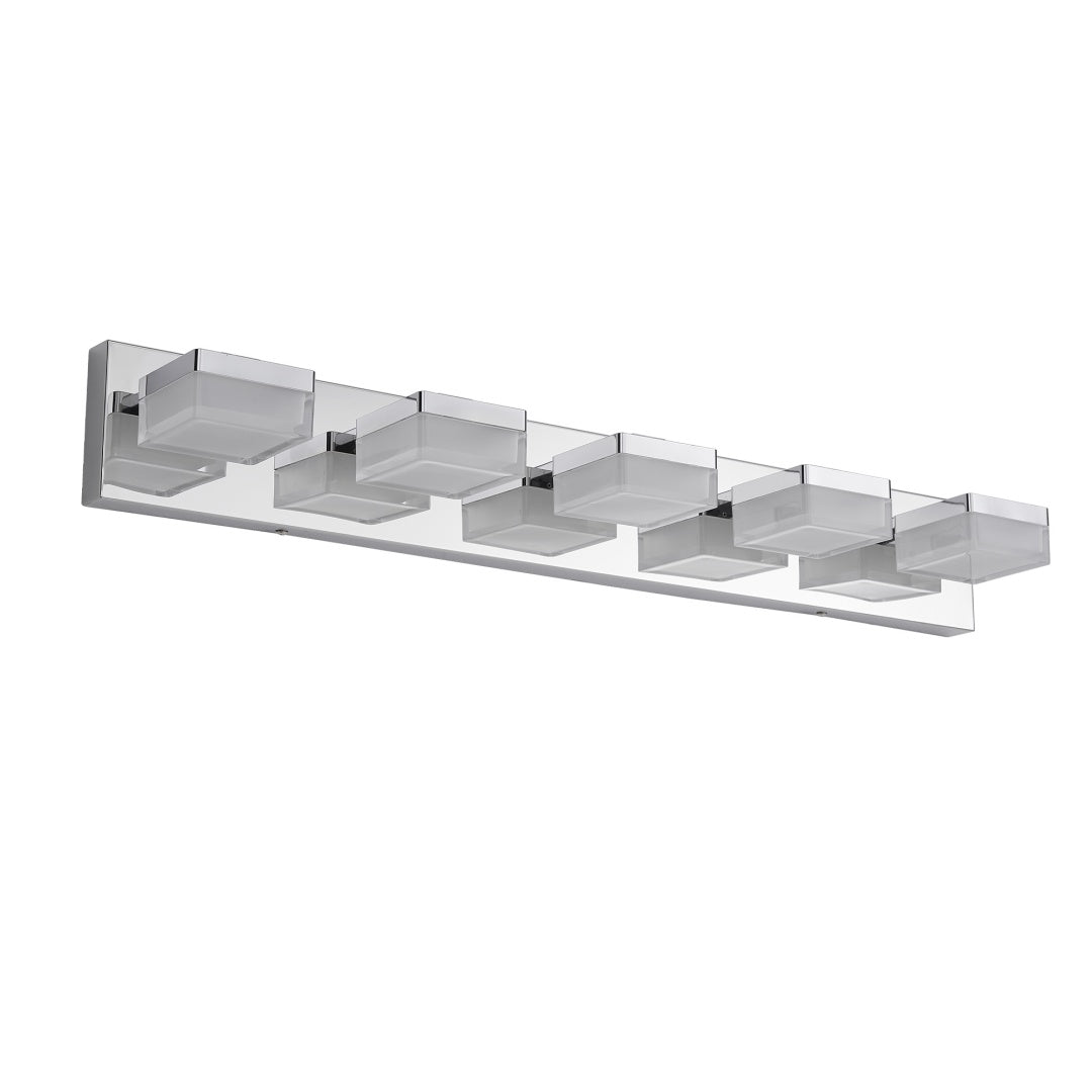 Modern Chrome LED Vanity Light - 5-Light Wall Sconce for Bathroom