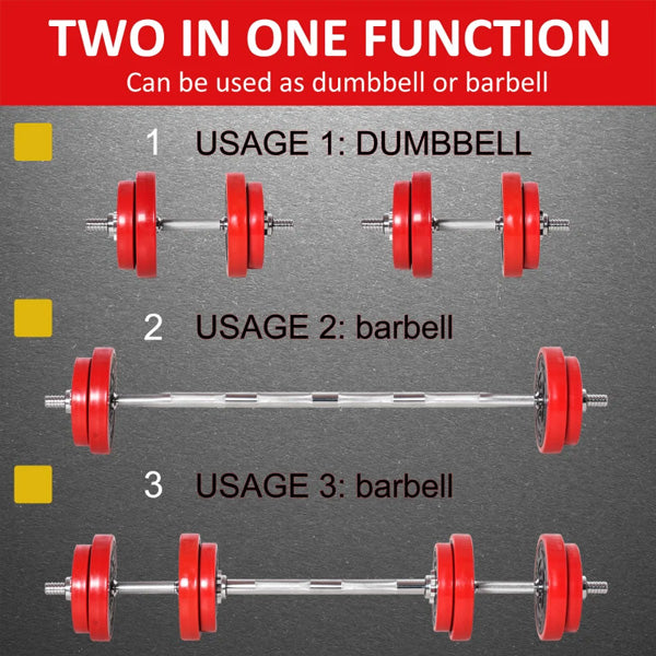 Adjustable 44lbs Dumbbell and Barbell Weight Set for Home Gym
