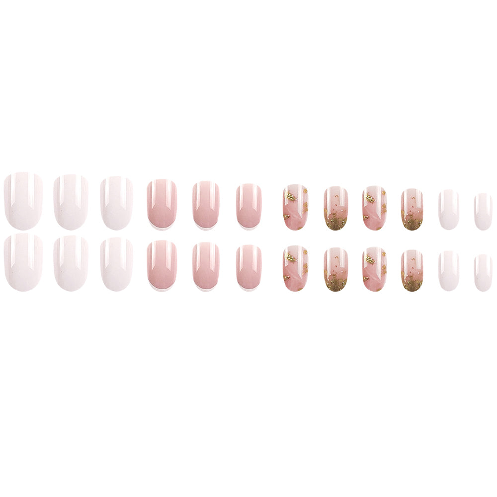 24-Piece Gold Foil Nail Polish Set for French Manicure, Long Nails