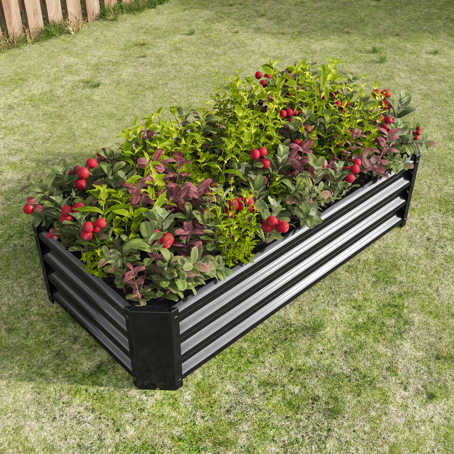 Metal Raised Garden Bed - 4'x2'x1' Rectangle Planter for Flowers, Vegetables, Herbs - Black