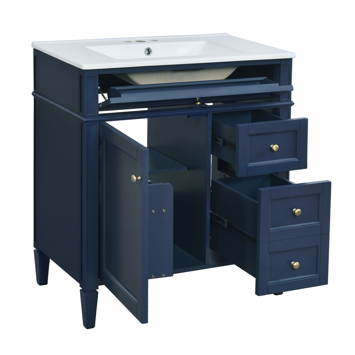 30'' Blue Modern Bathroom Vanity with Sink & Storage Cabinet
