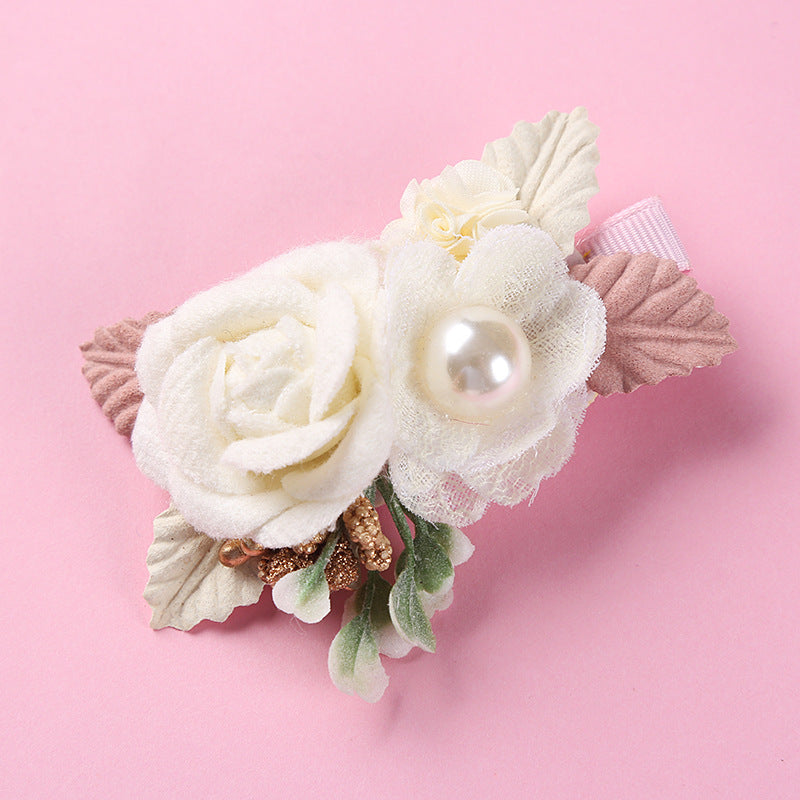 Children's Flower Hair Clip - Pearl Finish
