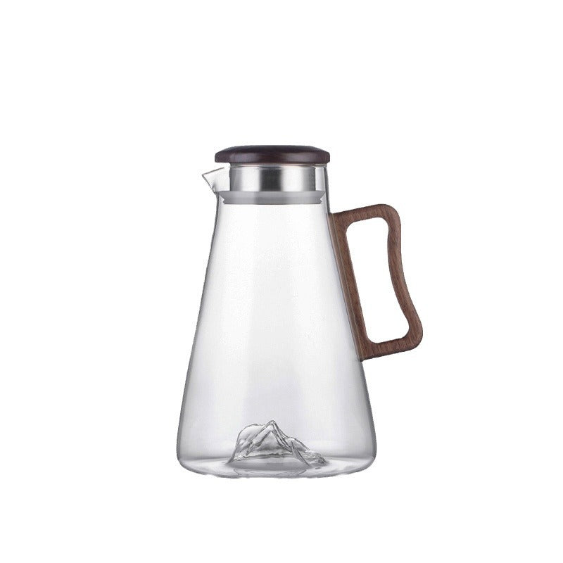 Large Capacity Borosilicate Glass Water Bottle with Wooden Handle - Multiple Styles & Quantities