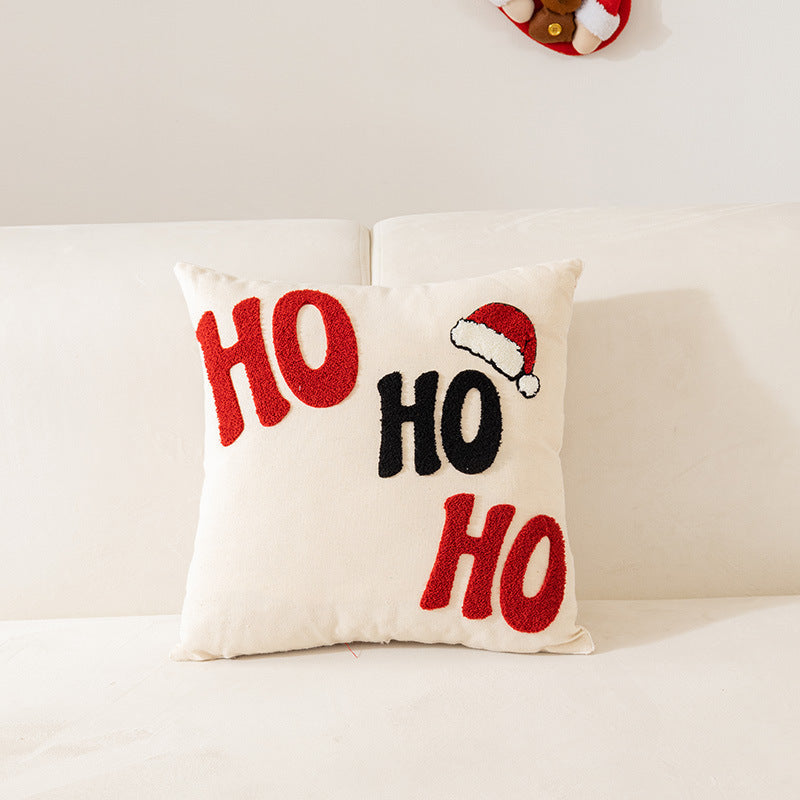 Christmas Embroidery Pillow Cover Holiday Home Decor 45x45cm