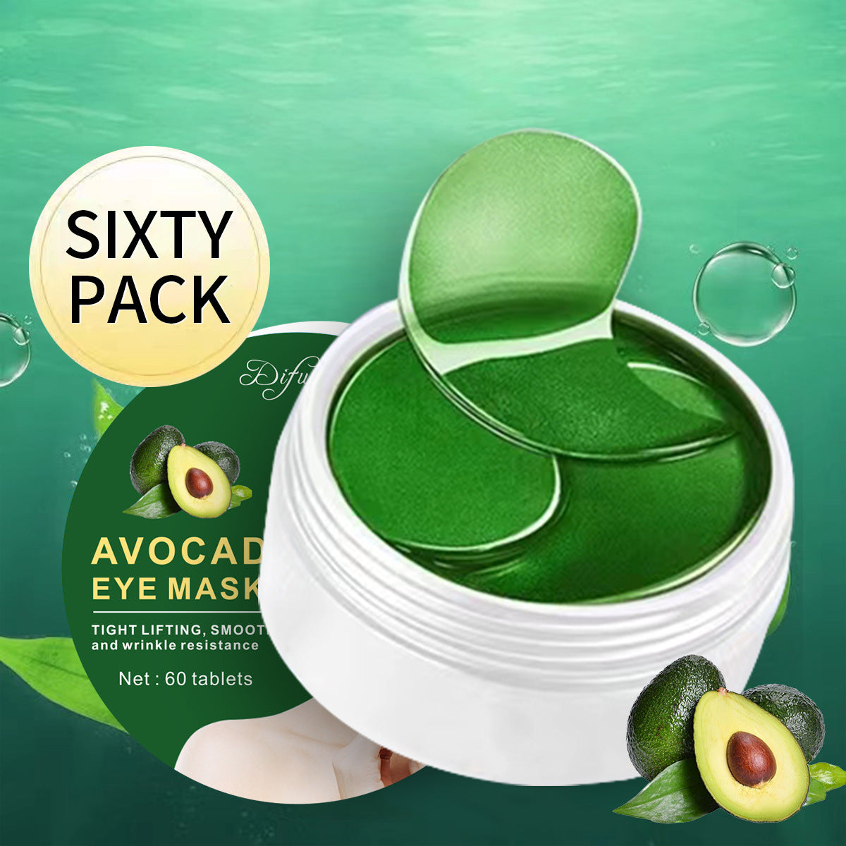 Moisturizing Dark Circles Eye Mask Patch - Seaweed & Avocado for Eye Care