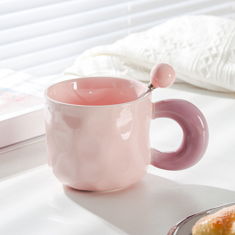 Cute Cartoon Ceramic Mug with Lid and Spoon - Multiple Colors & 500ml