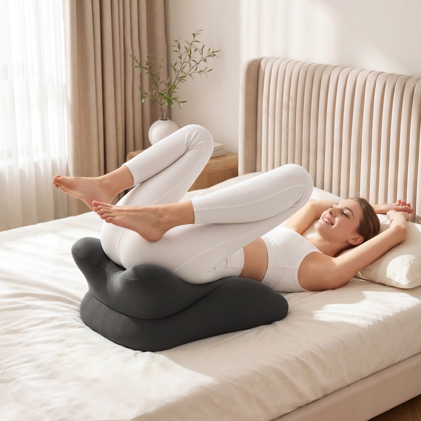 Ergonomic Memory Foam Wedge Pillow for Couples - Dark Grey