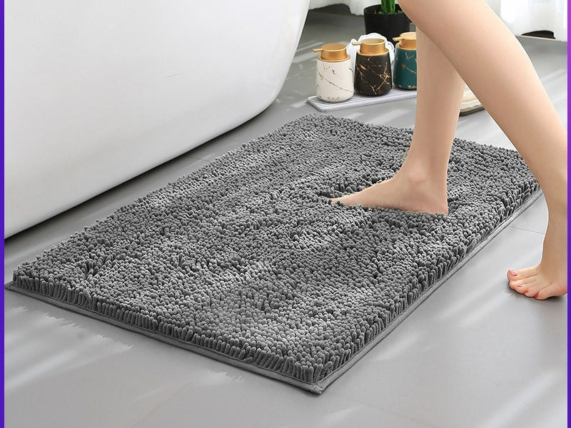 Non-slip Absorbent Bathroom Floor Mat - Stain-Resistant, Dense Woven Chenille