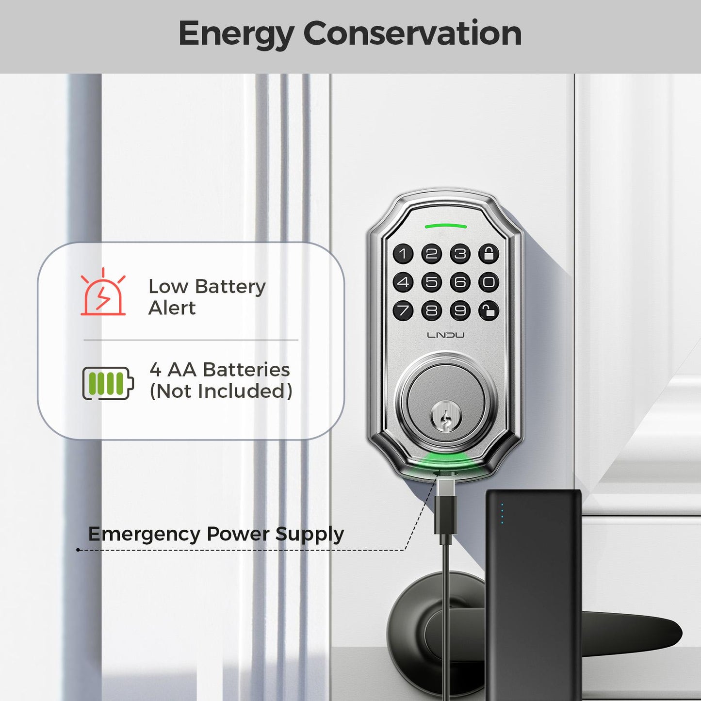 Keyless Entry Door Lock with Handle, App Control Front Door Lock Set with Keypad and Auto Lock