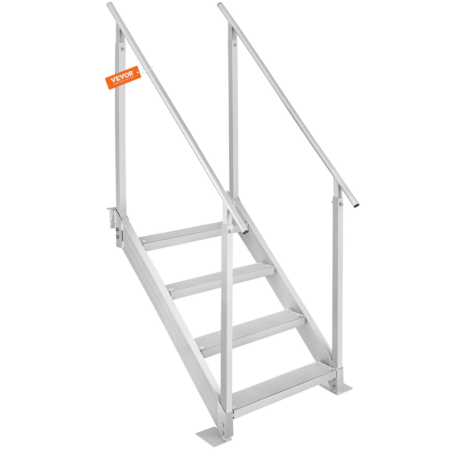Adjustable Aluminum Dock Ladder with Dual Handrails, 4 Steps, 500 Lb Capacity
