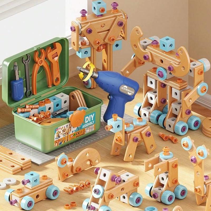 126-Piece Wooden Building & Tool Set for Kids - STEM Educational Toys