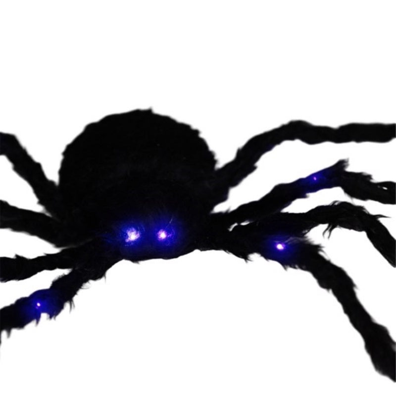 Light-Up Black Spider Decoration with Purple Glowing Legs