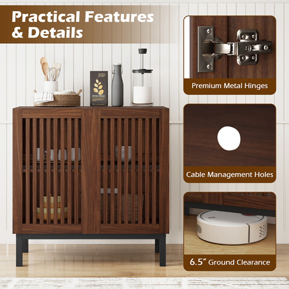 Buffet Cabinet With Storage 32 Inch Wooden Sideboard Coffee Bar