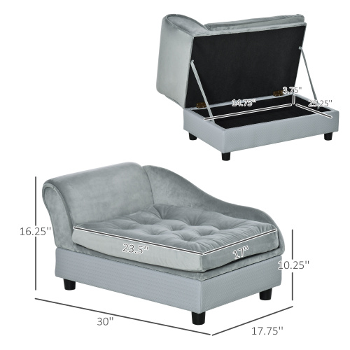 Small Dog Bed with Hidden Storage and Soft Foam Cushion - Modern Pet Furniture