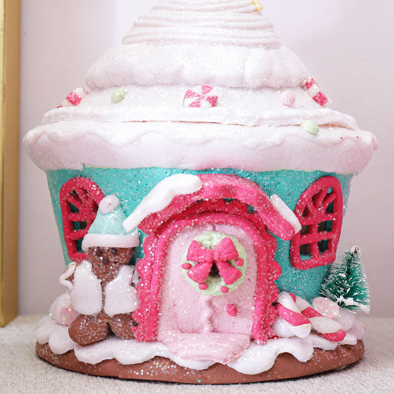 Christmas Decorations Polymer Clay Castle House Set - Pink, Green, Red & White Variants