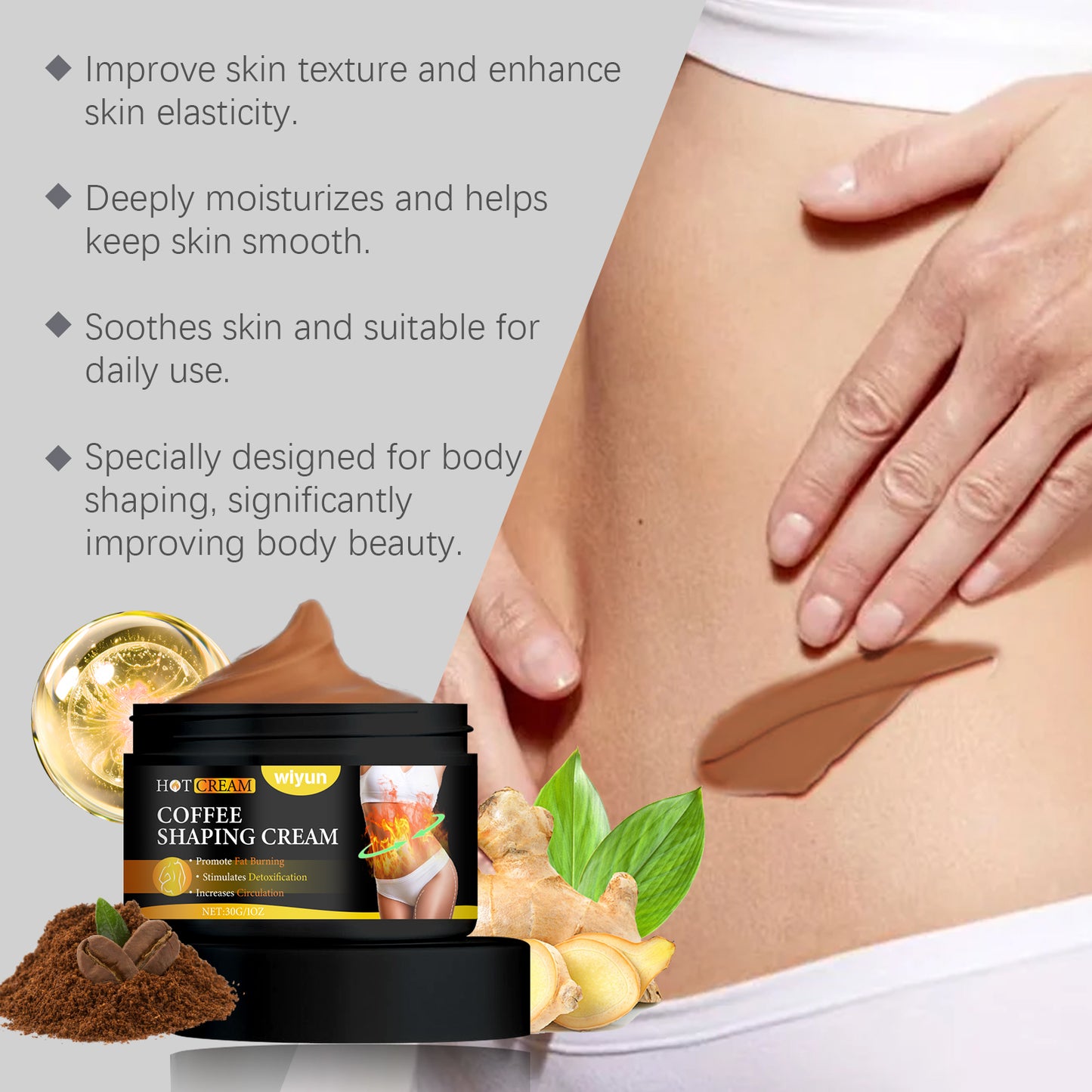 Firming Body Massage Cream with Ginger & Coffee Extract - Multiple Sizes