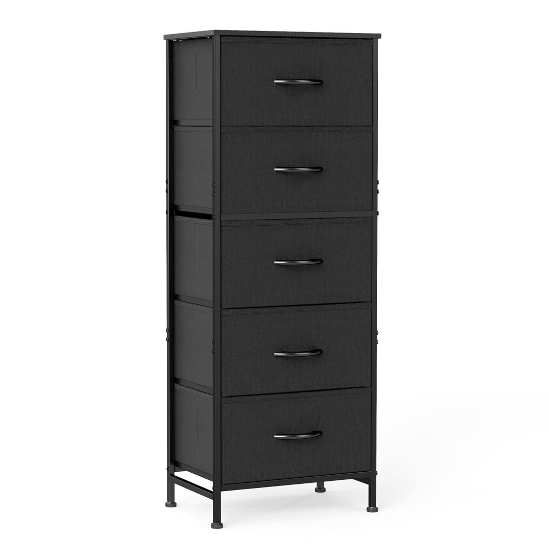 5 Drawer Dresser with Fabric Bins and Sturdy Steel Frame