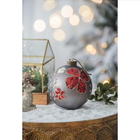 4.7" Glass Christmas Ball Ornaments - Set of 4 Multi Color