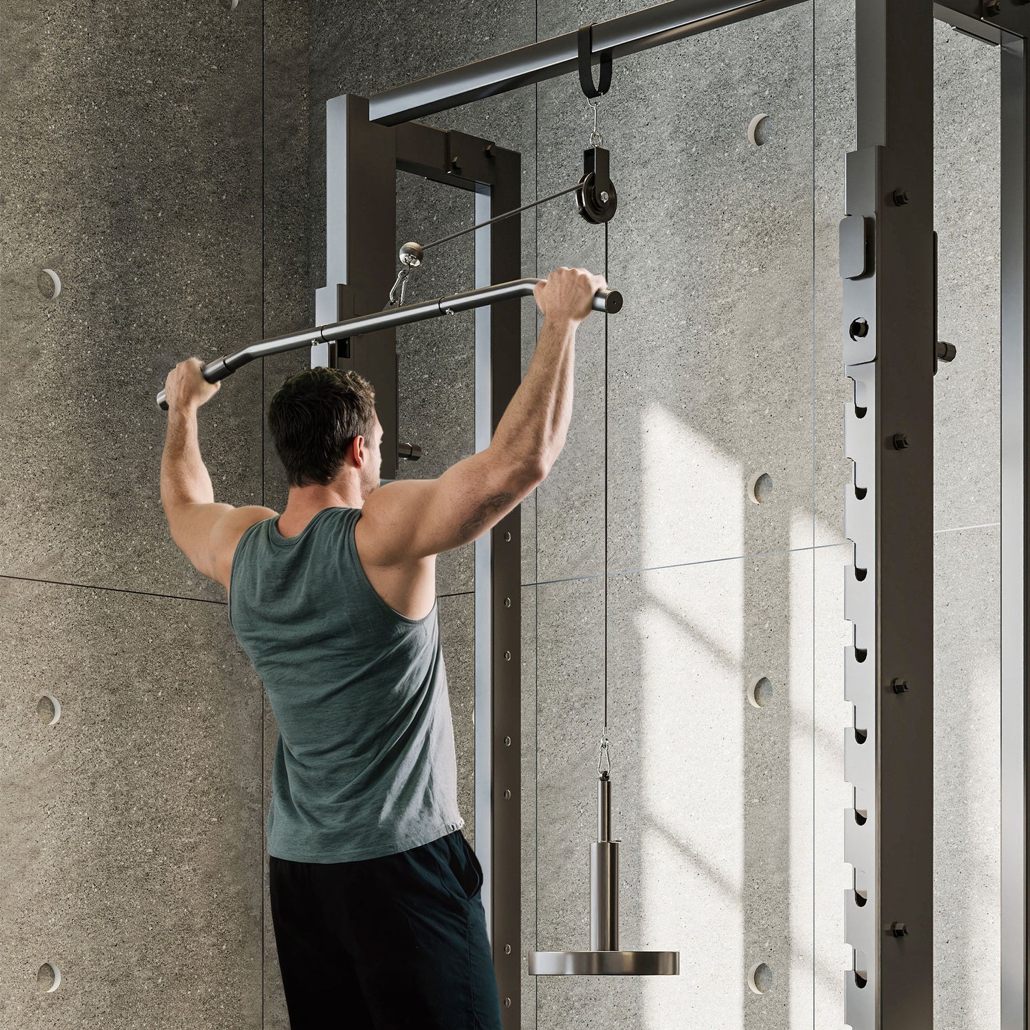 Weight Cable Pulley System for Home Gym - Heavy-Duty Red