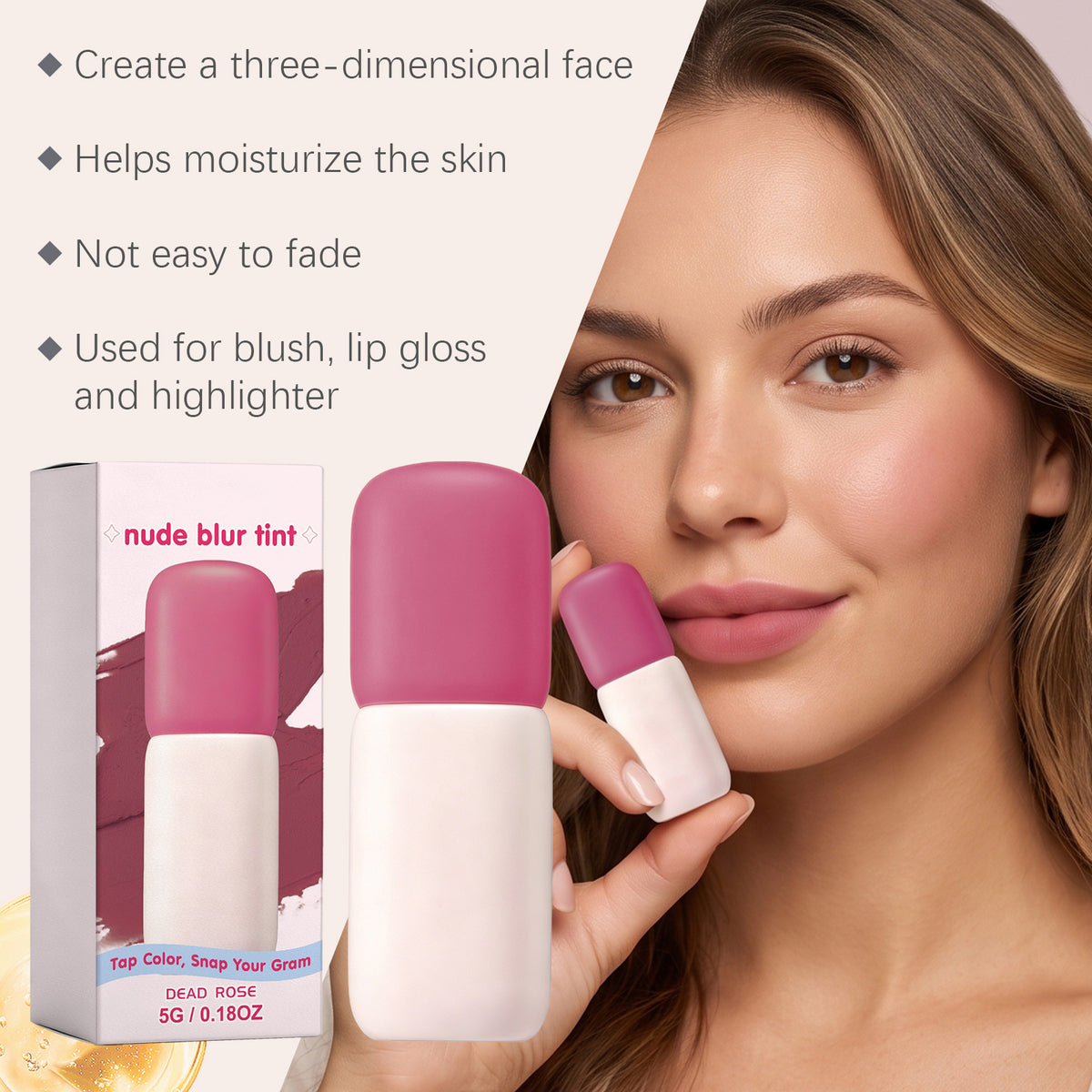 Matte Lip Glaze & Blush Dual-Use Makeup