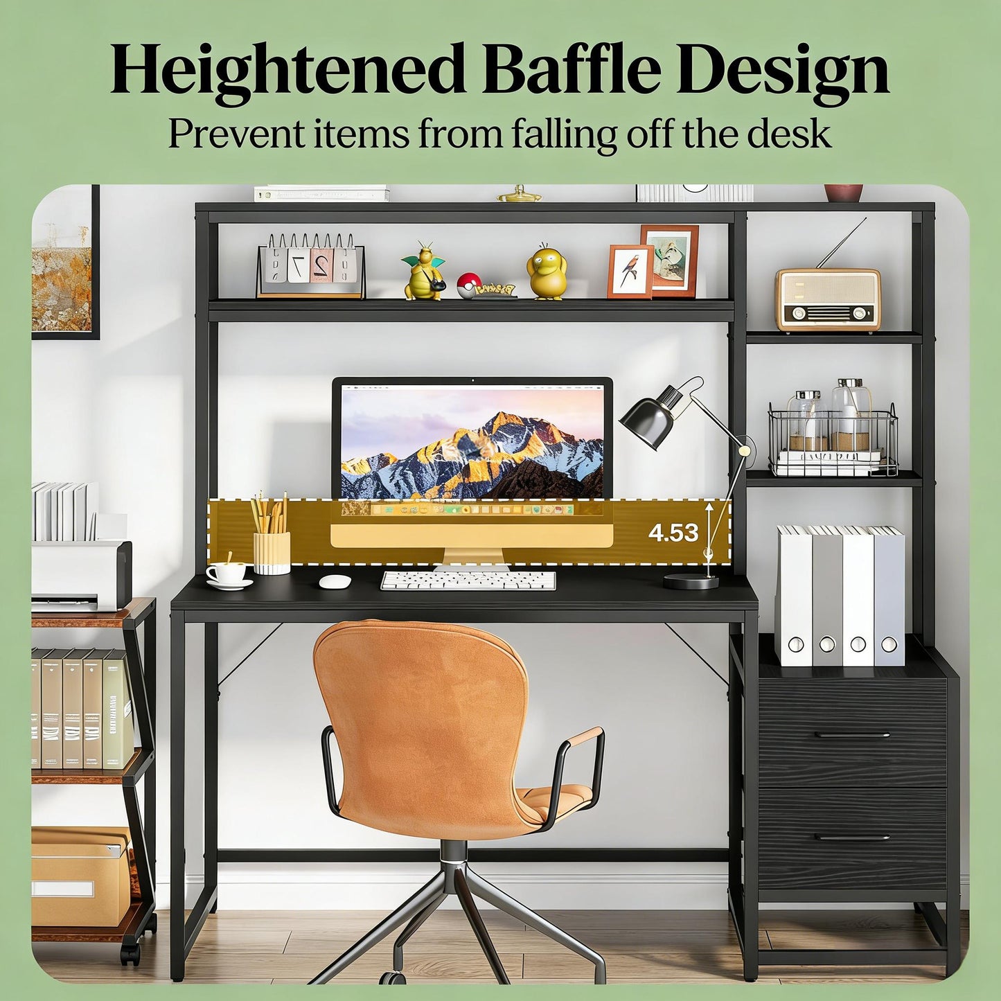 Multifunctional Computer Desk with Storage - Black