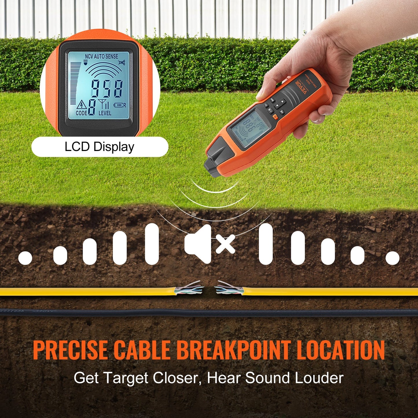 Underground Cable Locator Tool Set - 3FT Detection Depth, 6561FT Range, MultiColor