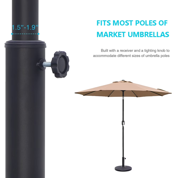 26.5 Lb Outdoor Patio Umbrella Base Black - Heavy Duty Garden Stand for Yard Poolside