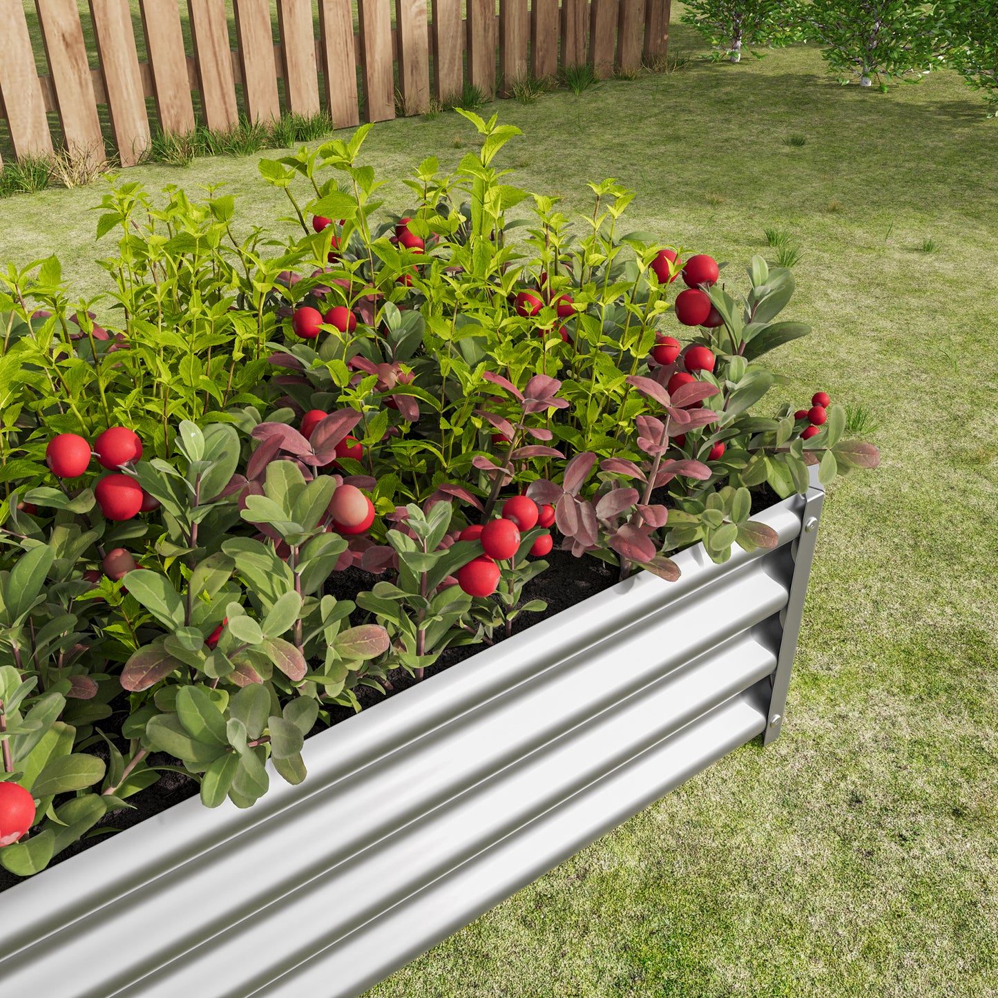 Metal Raised Garden Bed - 2PCS Silver 4ft x 2ft x 1ft Planter