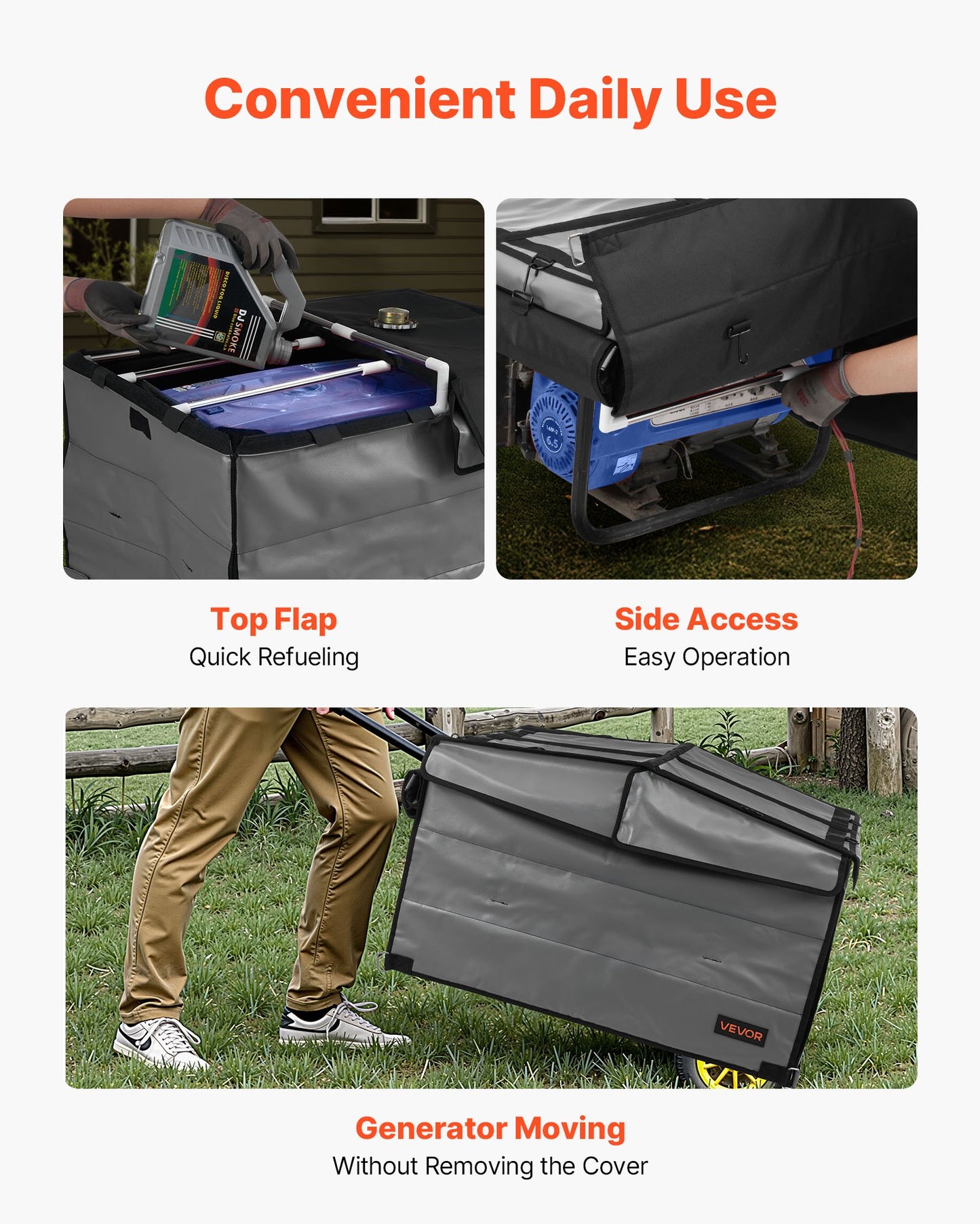 Universal Waterproof Generator Cover 420D 34x26x21in for 3500-12000W - Weatherproof, Easy Access