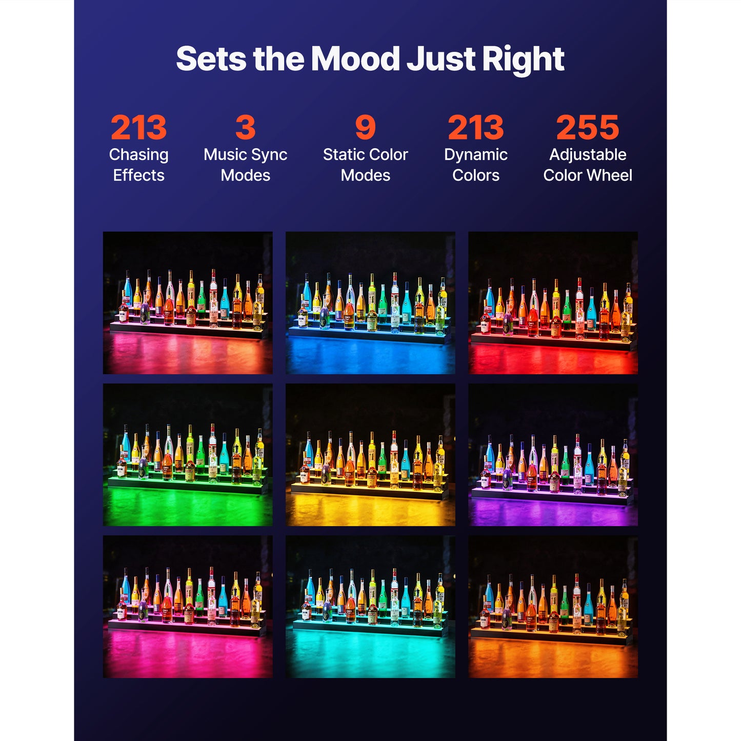LED Liquor Bottle Display Shelf - 3 Tiers, Illuminated Home Bar Decor with Remote & App Control, 60 Inch