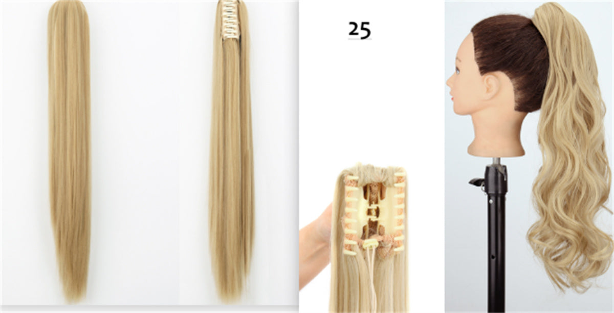 Long Straight Synthetic Wig with Ponytail Claw Clip - Chemical Fiber Hair Extension