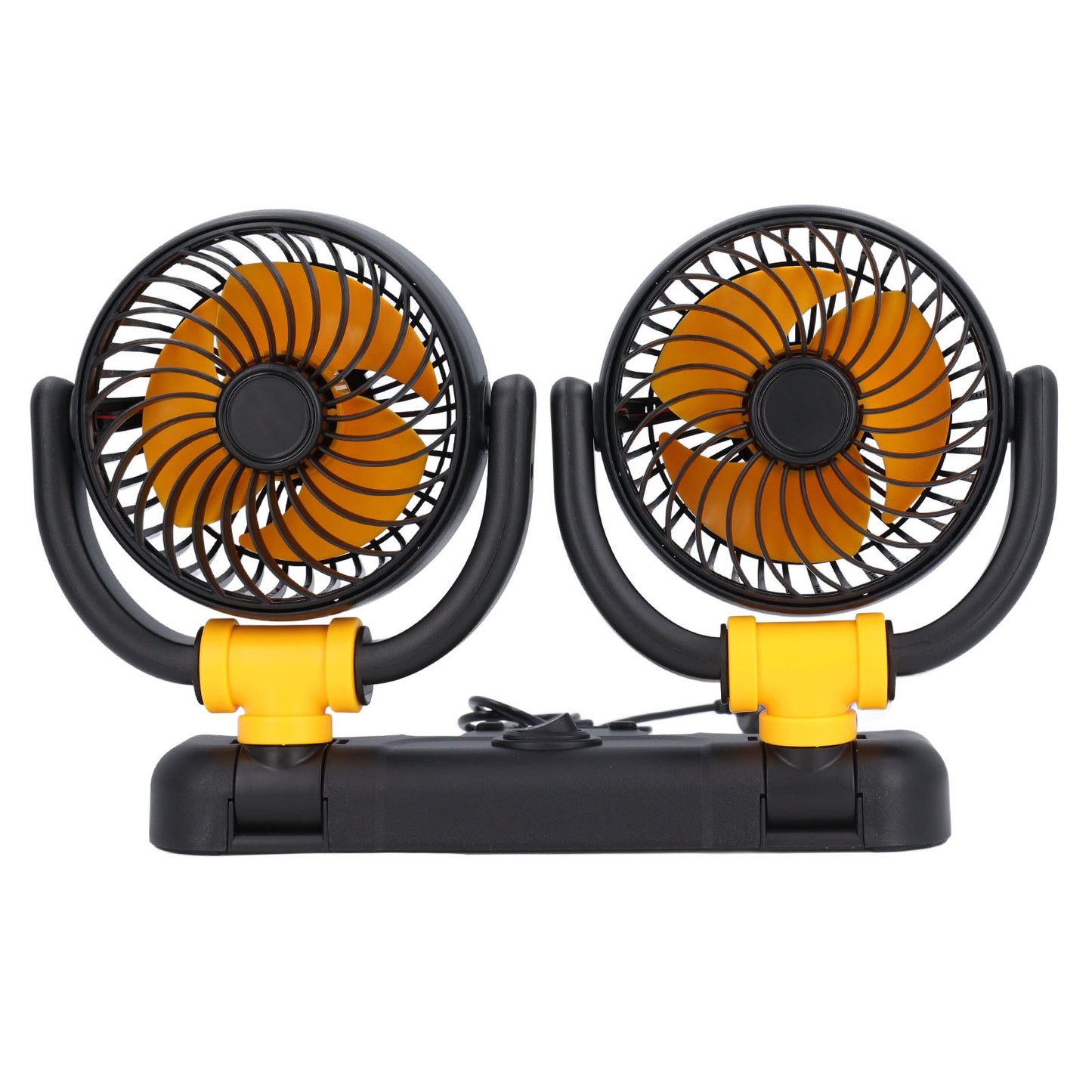 Dual Head Car Fan with 360° Rotation and 2 Speed Settings - DC12V