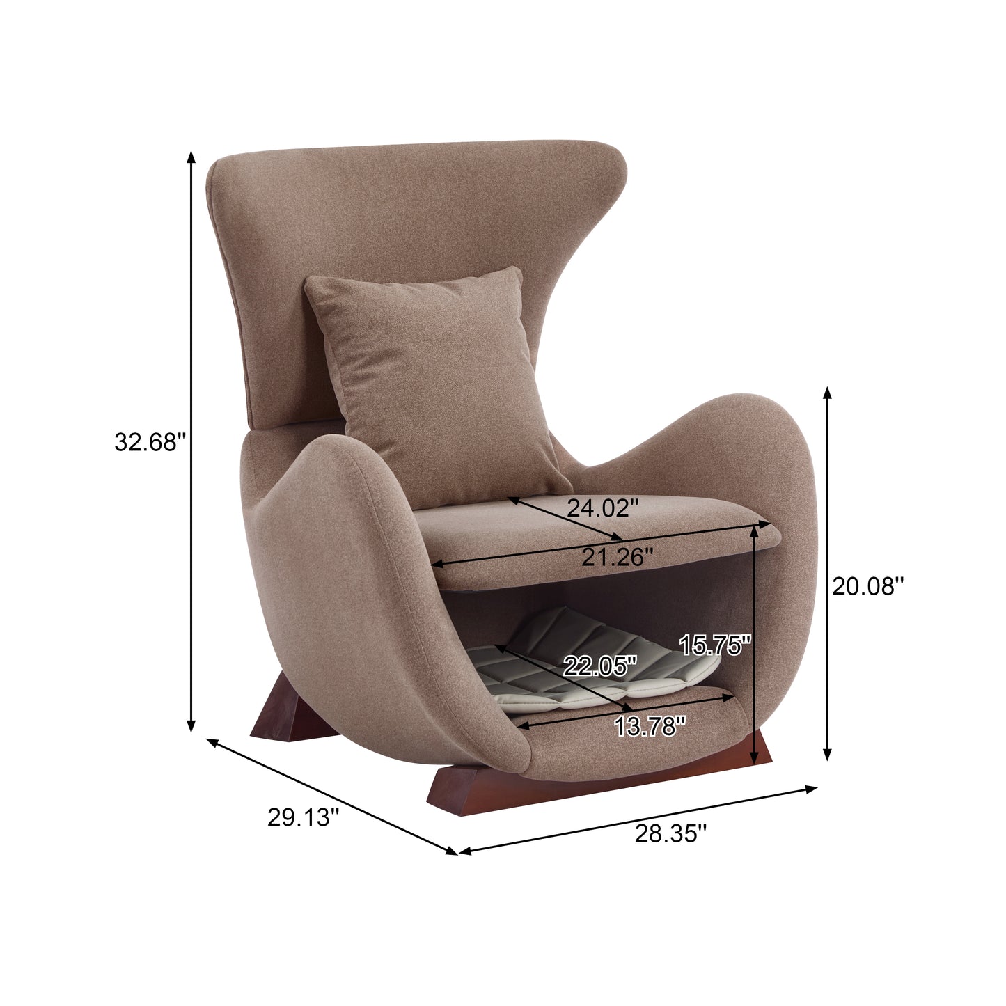 Modern Brown Polyester Accent Chair with Pet Storage - 330 lbs Capacity